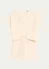 Totême Slouch Waist Short-sleeve Top In Light Beige