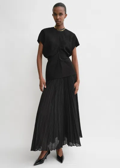 Totême Slouch Waist Crinkled Top Black
