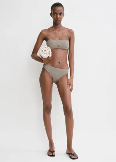 Totême Smocked Bandeau Bikini Top In Dove