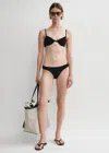 Totême Smocked Half-cup Bikini Top Black In Black