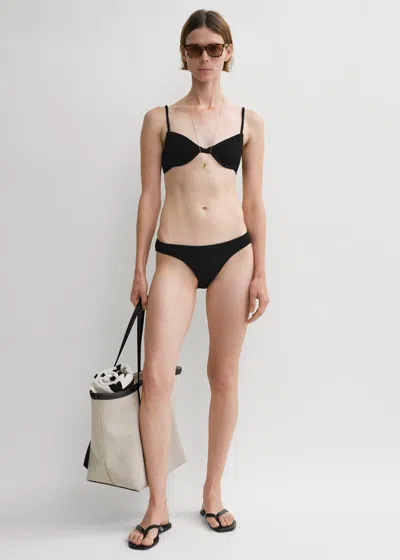 Totême Smocked Half-cup Bikini Top Black