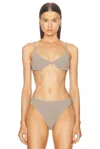 Totême Smocked Half Cup Bikini Top In Dove