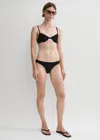 Totême Smocked Mid-rise Bikini Bottoms Black In Black