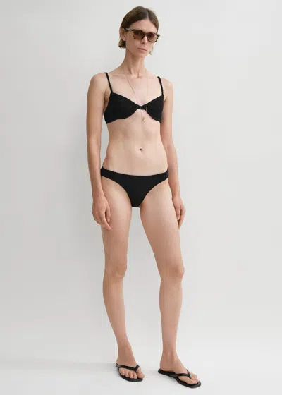 Totême Smocked Mid-rise Bikini Bottoms Black