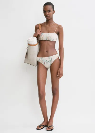 Totême Smocked Mid-rise Bikini Bottoms Washed Floral In Neutral