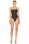 Totême Smocked One-piece Swimsuit In Pepper