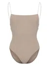Totême Smocked Square-neck Swimsuit In 中性色