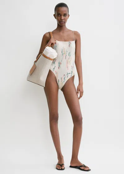 Totême Smocked Swimsuit Washed Floral