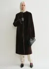Totême Soft Shearling Coat Bark In Bark