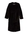 Totême Soft Shearling Coat Bark In Black