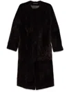Totême Soft Shearling Coat Bark In Brown