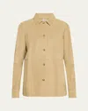 Totême Womens Desert Curved-hem Long-sleeves Suede Shirt In Open Brown