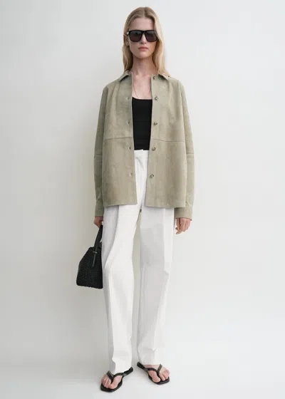 Totême Soft Suede Shirt Desert In Gray