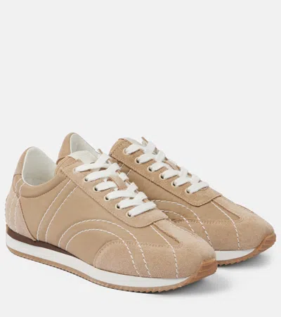 TOTÊME SPORT SUEDE-TRIMMED SNEAKERS