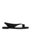 Totême Black Suede Low One-finger Sandals With Elasticated Ankle Strap In Black