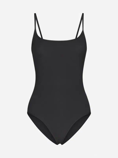 Totême Smocked One-piece Swimsuit In Dark Navy