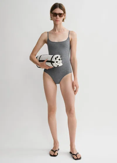 Totême Square-neck Swimsuit Grey Melange
