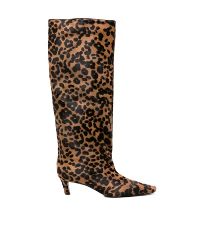 Totême The Wide Shaft Leopard-print Calf Hair Knee Boots In Multi