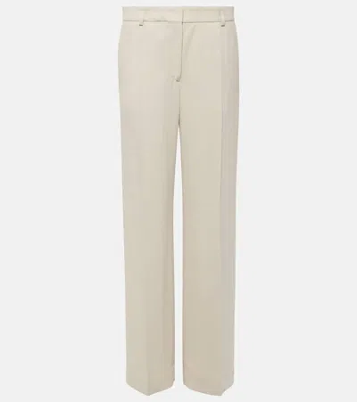 Totême Beige Straight-leg Trousers In White