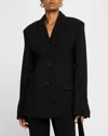 Totême Shawl Lapels Single-breasted Wool Blazer In Black