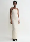 Totême Off-white Strapless Fil Coupé Maxi Dress In Ecru