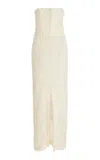 Totême Off-white Strapless Fil Coupé Maxi Dress In White