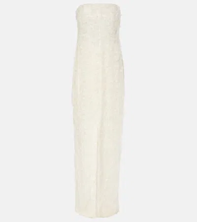 Totême Strapless Fil Coupé Maxi Dress In White