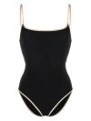 Totême Striped-edge Spaghetti-strap Swimsuit In Black