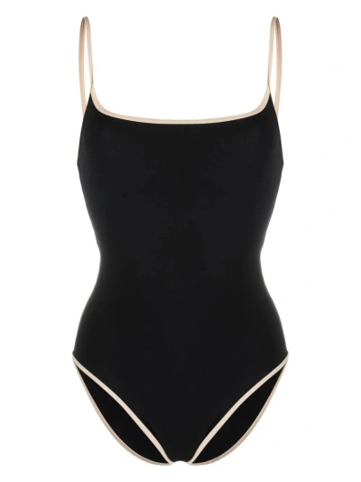 Totême Toteme One-piece Swimsuit With Contrasting Trim Details In Black