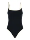 Totême Striped-edge Spaghetti-strap Swimsuit In Black