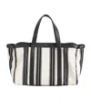 Totême Striped Canvas Tote In Black