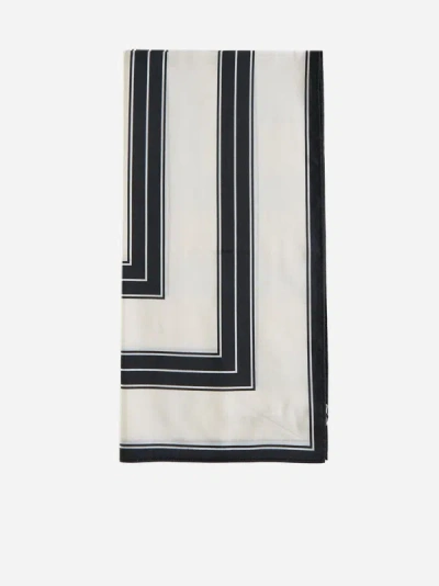 Totême Striped Cotton And Silk Scarf In White,black