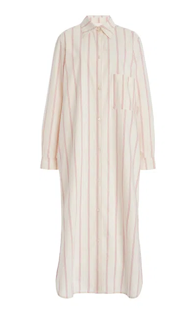 TOTÊME STRIPED COTTON-SILK MAXI TUNIC DRESS