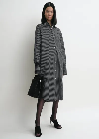 Totême Striped Kimono-sleeve Shirtdress Black/white