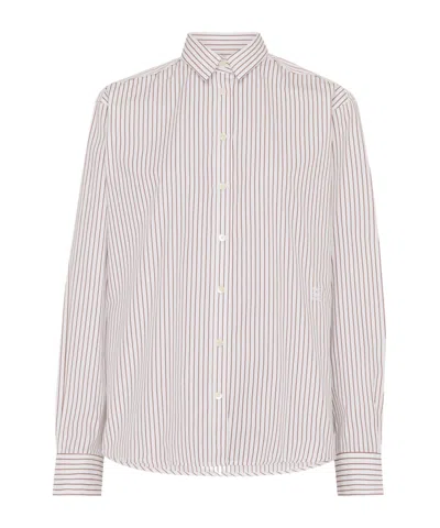 Totême Striped Long-sleeved Shirt In White