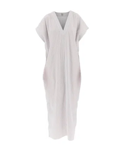Totême Striped Maxi Dress In White