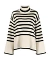Totême Striped Wool And Cotton-blend Turtleneck Sweater In Neutral