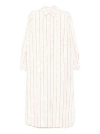 Totême Striped Tunic Dress In Ecru/blossom