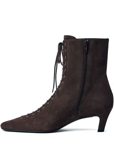 Totême Lace-up Suede Boots In Brown