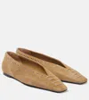 Totême Lace-up Eyelet-embellished Suede Ballet Flats In Dessert