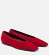 Totême The Minimalist Grosgrain-trimmed Suede Ballet Flats In Rot