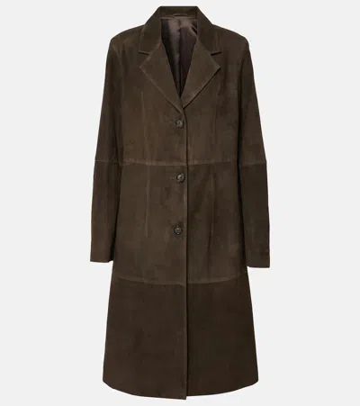 Totême Suede Coat In Pepper