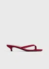 Totême Suede Heeled Flip Flops Scarlet In Scarlet