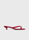 Totême Suede Heeled Flip Flops Scarlet In Red