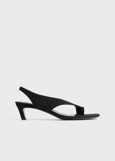 TOTÊME SUEDE HEELED THONG SANDALS BLACK