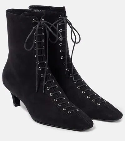 Totême Toteme Suede Lace Up Boots Black In Black 001