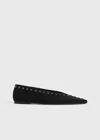 Totême Lace-up Eyelet-embellished Suede Ballet Flats In Black
