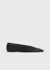 Totême Lace-up Eyelet-embellished Suede Ballet Flats In Pepper