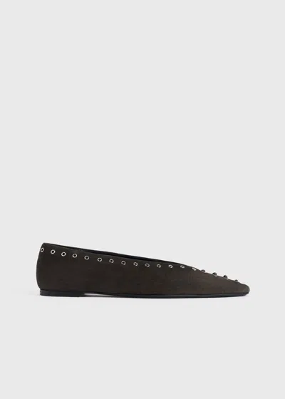 TOTÊME SUEDE LACE-UP BALLERINAS PEPPER