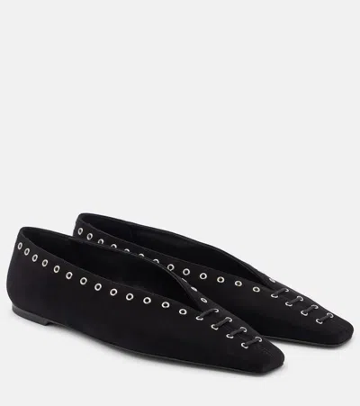 TOTÊME SUEDE LACE-UP BALLET FLATS